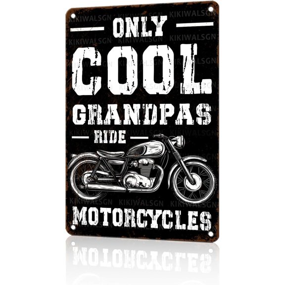 Only Cool Grandpas Ride Motorcycles Metal Tin Sign Vintage Biker Wall Art for Home Garage Bar Man Cave Office 8x12Inch