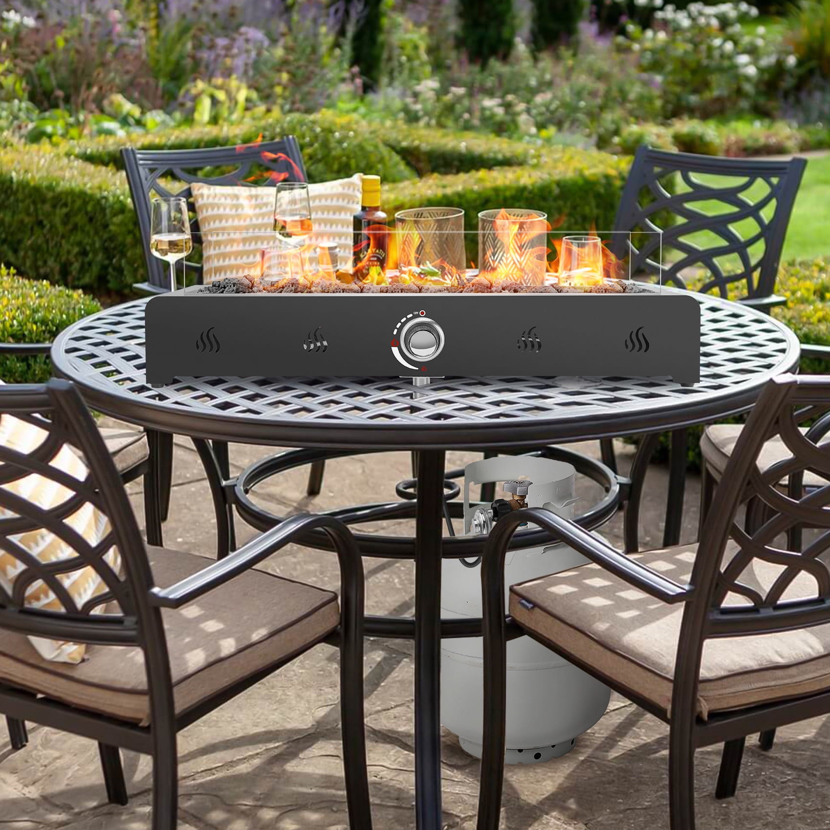 Only Fire 28" Tabletop Gas Fire Pit with Bottom Air Intake, Smokeless