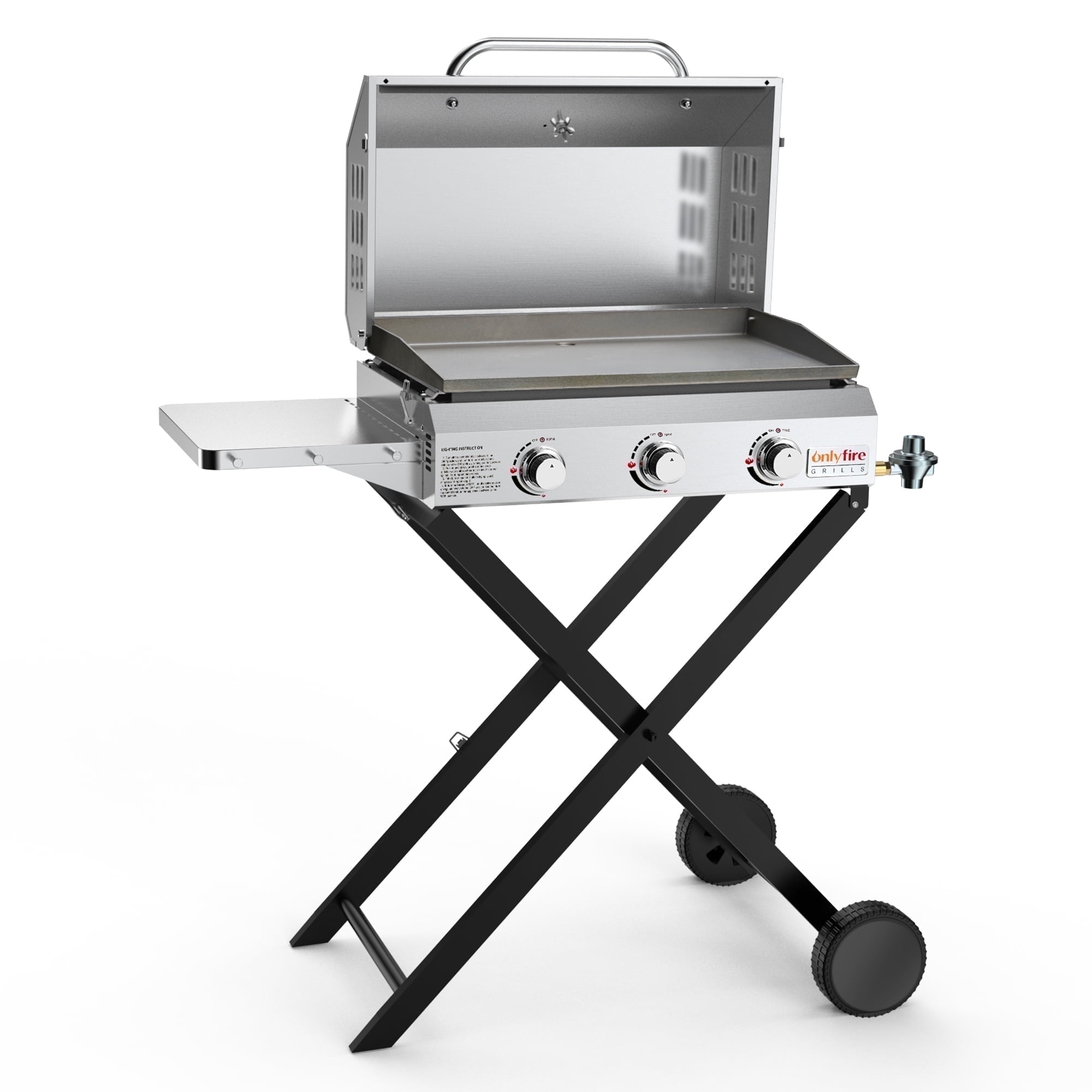 Stainless Steel 3-Burner Portable Propane Gas Grill with Cart