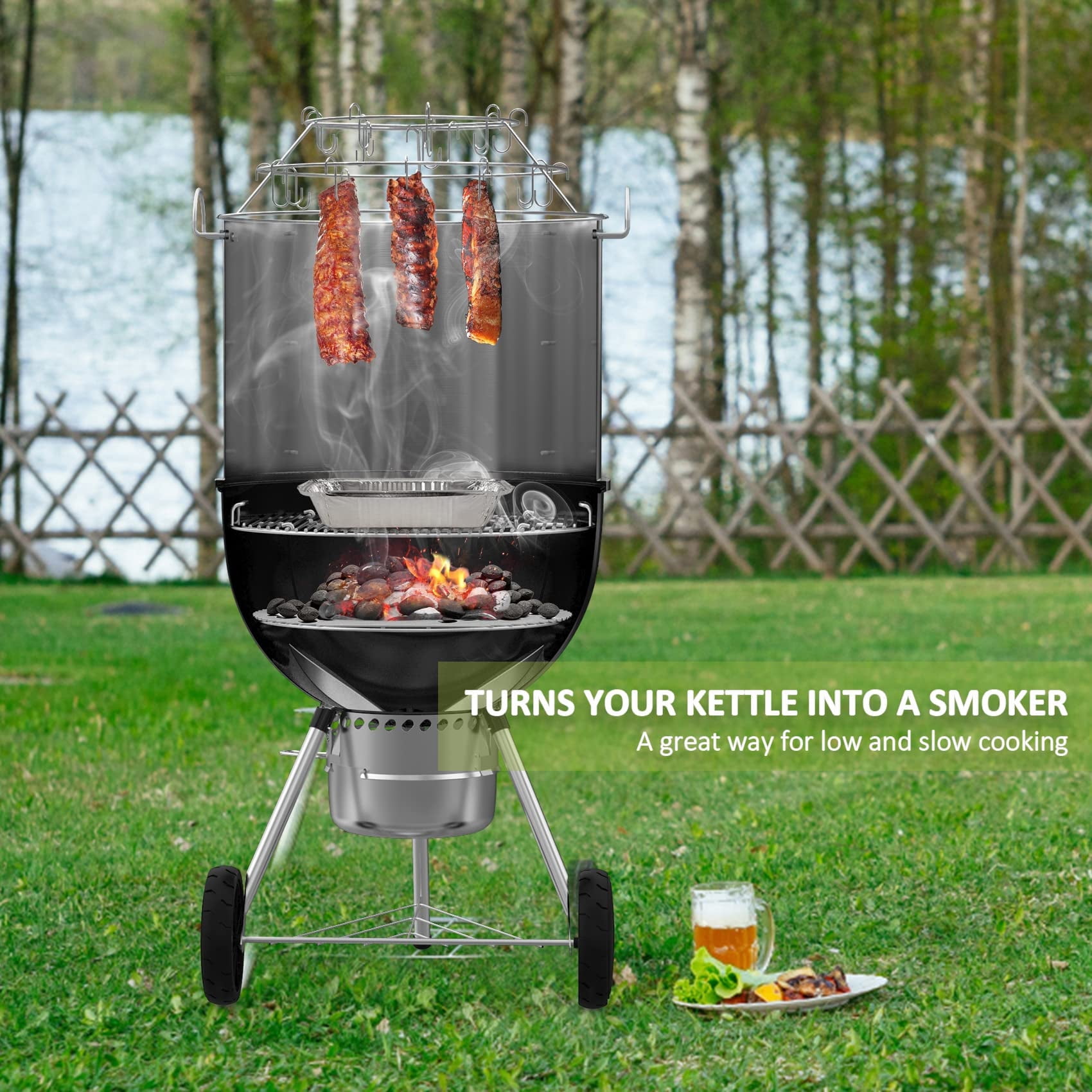 Only Fire Stainless Grill Attachment Charcoal Rib Hanging System for