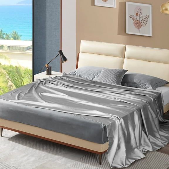 Marquess Gray 100% Microfiber Flat Sheet Sets, Queen Cooling Technology