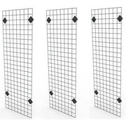 Only Garment Racks 2 x 6 Black Wire Grid Panel Wall Display - Grid Wall Complete with Wall Mount Brackets - Sold as a Set of 3 Gridwalls and 12 Wall Mount Brackets