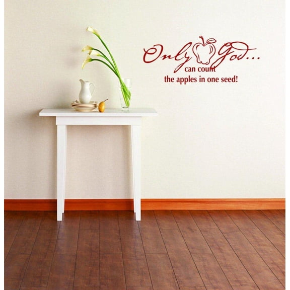 Only God Can Count The Apples In One Seed 8"X22" - Bible Quote - Picture Art - Peel & Stick Vinyl Wall Decal Sticker