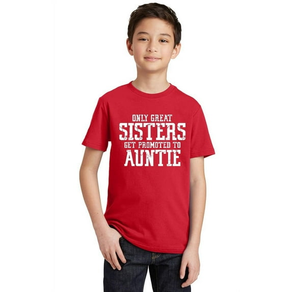 Only Great Sisters Get Promoted to Auntie Youth T-shirt, Red, XL