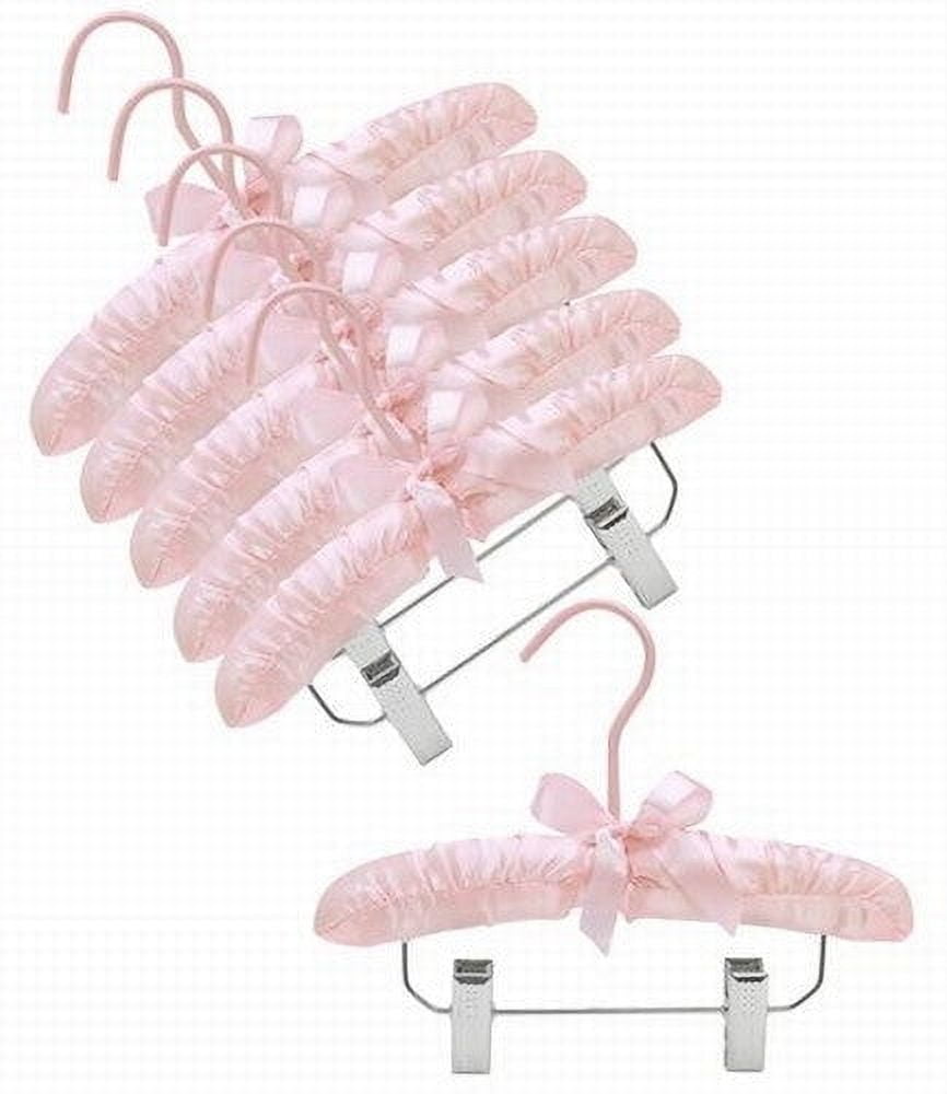 Only Hangers 10" Satin Baby Hangers w/Clips (Pink)