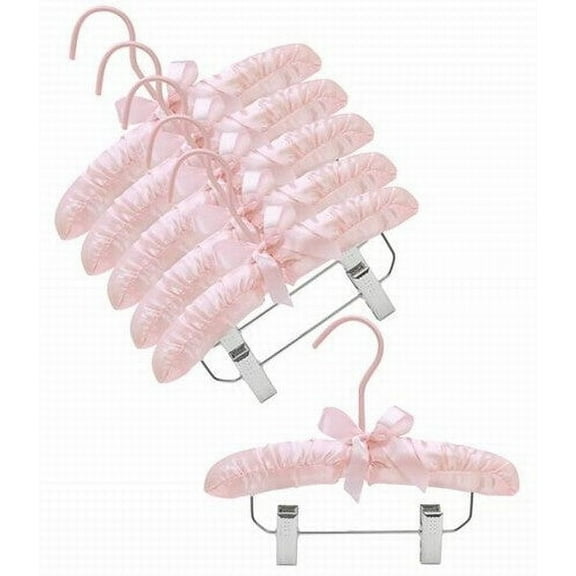 Only Hangers 10" Satin Baby Hangers w/Clips (Pink)