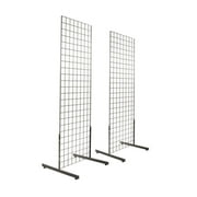 Only Hangers 2' x 6' Gridwall Panel Tower with T-Base Floorstanding Display Kit, 2-Pack