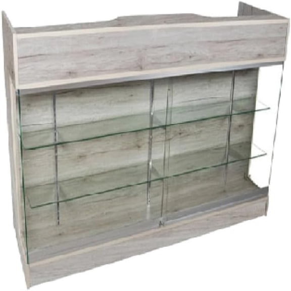Only Hangers Barnwood Ledge Counter with Glass Display, 4 Feet