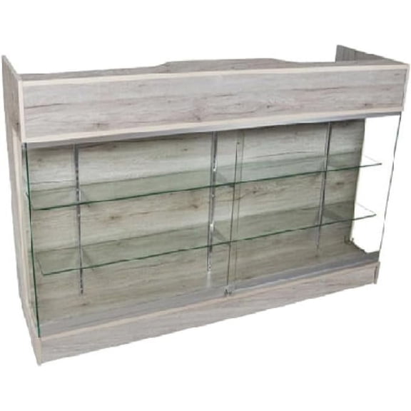Only Hangers Barnwood Ledge Counter with Glass Display, 6 Feet