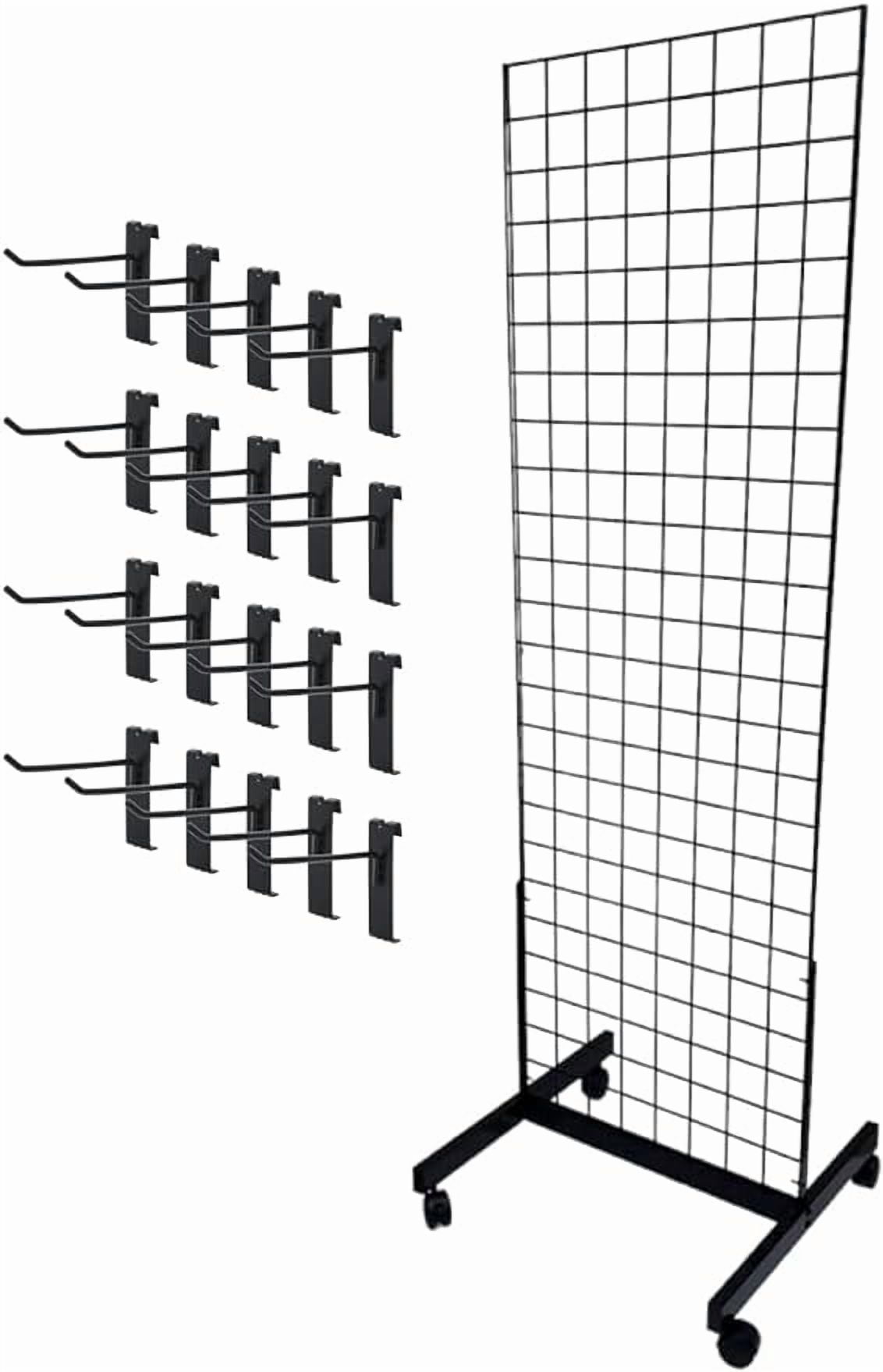 Gridwall Commercial Window Only Hangers Black 2' x 6' Heavy Duty Commercial Grade Portable ...