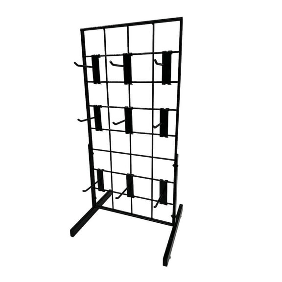 Only Hangers Black Gridwall Countertop Display with Mini T-Legs - Includes (9) 4" Gridwall Hooks Included - Heavy Duty Panel - 12" x 24"