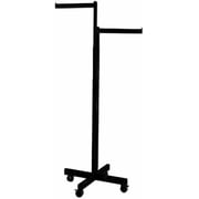 Only Hangers Commercial 2-Way Heavy Duty Straight Arms with X Style Base with Wheels, Rectangular Tubing - Available in Chrome and Black BLACK