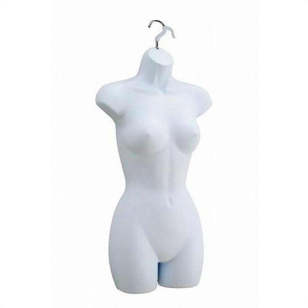 Only Hangers Female Dress Mannequin Form (Hard Plastic / White) with Hook (Set of 3)
