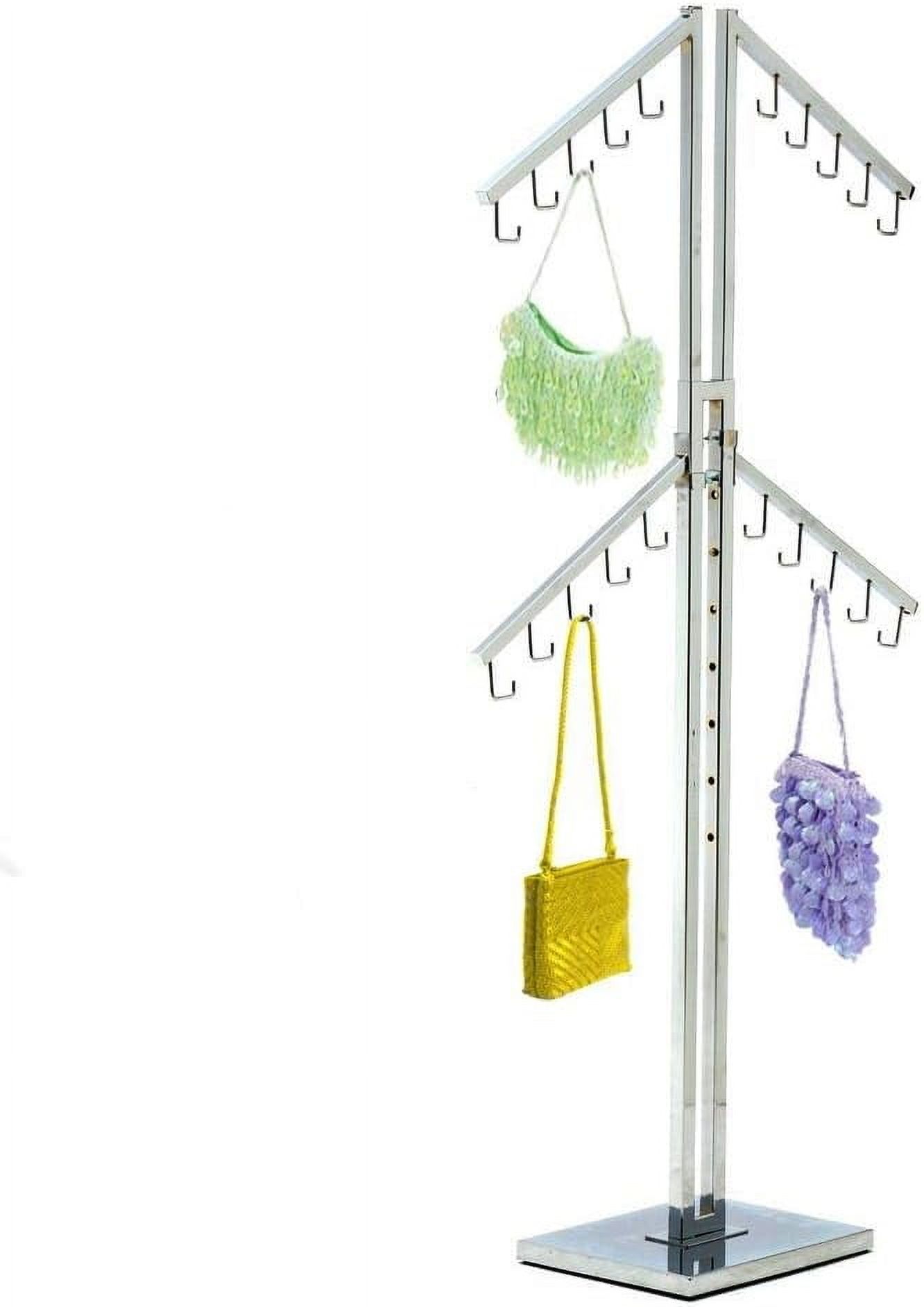 Only Hangers Four Arm Chrome Handbag Rack with Adjustable Height J-Hook ...