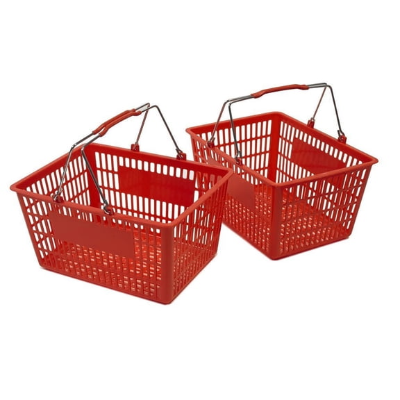 Only Hangers Red Shopping Baskets Set of 2, Easy Carry with Foldable Wire Handles