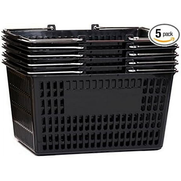 Only Hangers Shopping Basket (Set of 5) Durable Plastic with Metal Handles