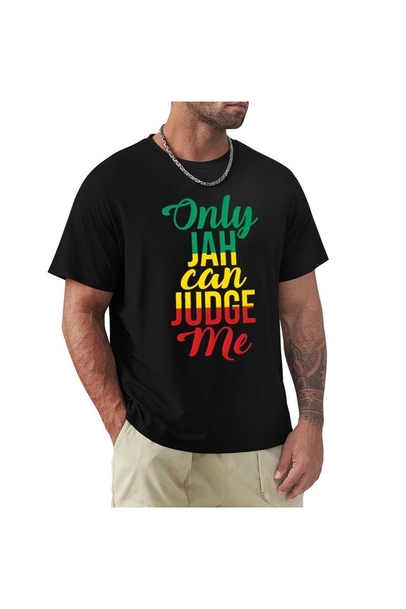 Only Judy Can Judge Me Men's Cotton HD Print Short Sleeve T-Shirt Crew Neck Top Black 3XL