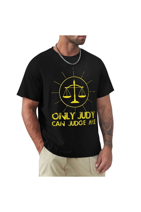 Only Judy Can Judge Me Men's Cotton HD Print Short Sleeve T-Shirt Crew Neck Top Black XL