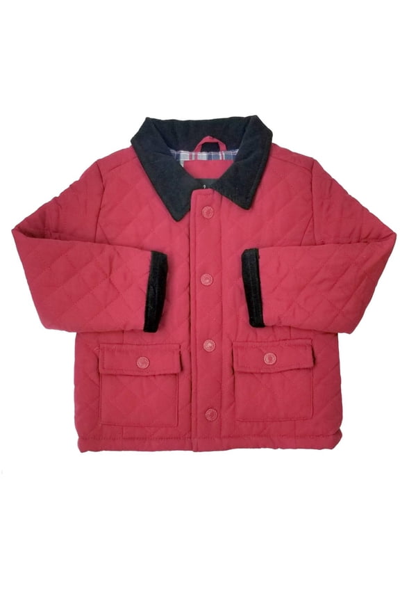 Infant Baby Boys Red Quilted Snap Corduroy Jacket 6-9M