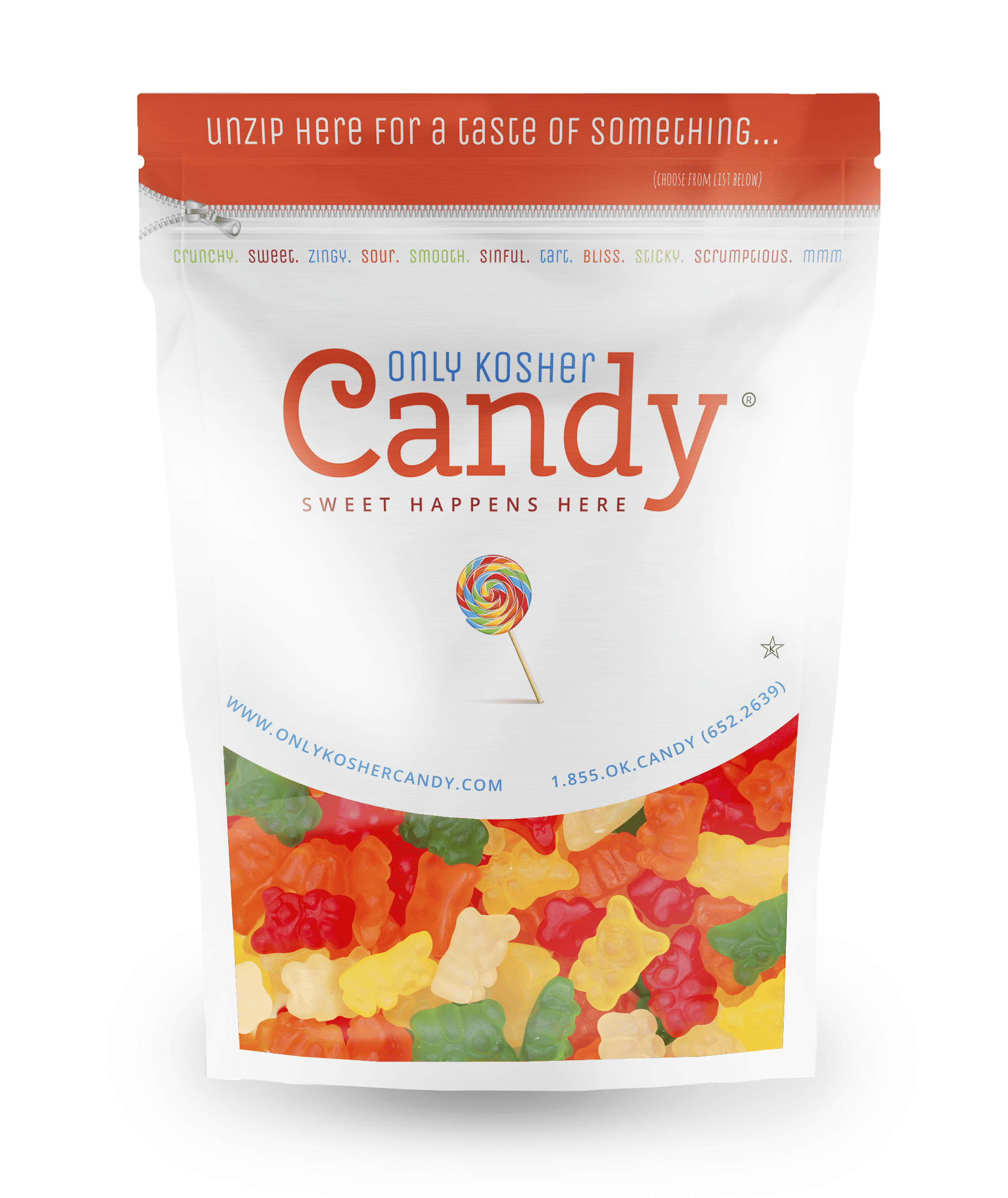 Kosher & Vegan Red Pink Blue Yellow Gummy Bears by the Pound – Nut & Candy