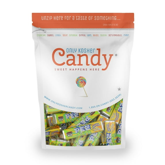 Only Kosher Candy Individually Wrapped Sour Pez Refills, Gluten and Nut Free, Assorted Sour Fruit, 2 Pound