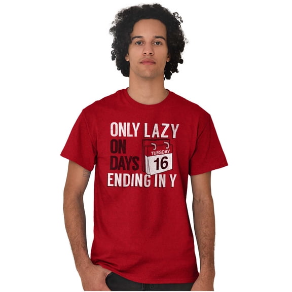 Only Lazy on Days that End in Y Funny Plus Size Crewneck Graphic Tee Shirt Brisco Brands 2X
