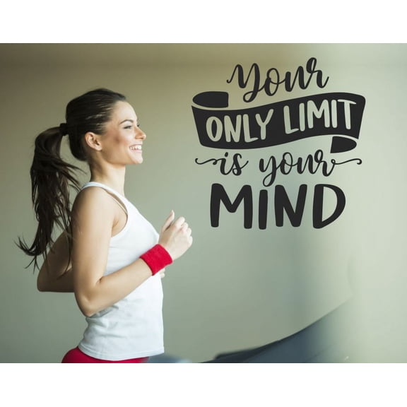 Only Limit is Your Mind Inspirational Positive Quote Wall Art Decal - Vinyl Lettering Sticker - Encouragement Gift Decor for Entrepreneur, Student, Men, Teens 23 x 23- Inch Black