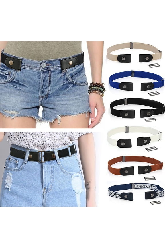A Elastic Belt No Show Invisible Elastic Belts for Women Pu Elastic Web Strap Belt with Flat Buckle for Jeans Pants Dresses 100X1X3