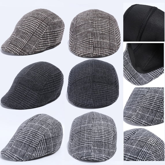 Only Moment A Vintage Beret Newsboy Cap for Men Polyester Classic Herringbone Tweed Flat Cap Irish Beret Hat for Cabbie Driving Hunting One Size