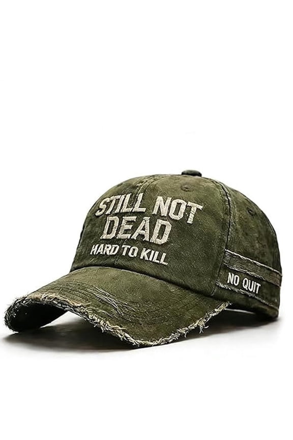 Army Green Structured Mesh Baseball Cap Cotton Distressed Low Profile Western Baseball Cap with Mesh, Trendy and Adjustable Fit One Size