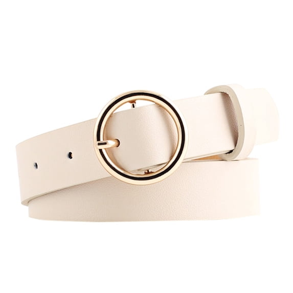 Only Moment Beige Plus Size Belt Pu Retro Elastic Skinny Belt with Gold Buckle for Ladies, Perfect for Dresses & Shirts One Size