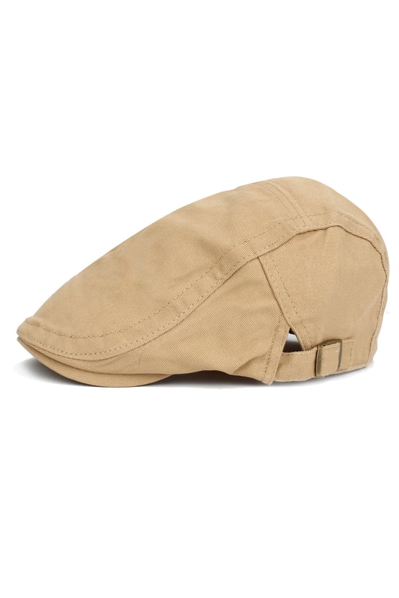 Beige Vintage Beret Newsboy Cap for Men Polyester Adjustable Herringbone Tweed Wool Hats Blend Flat Cap Ivy Cabbie Driving Hat One Size