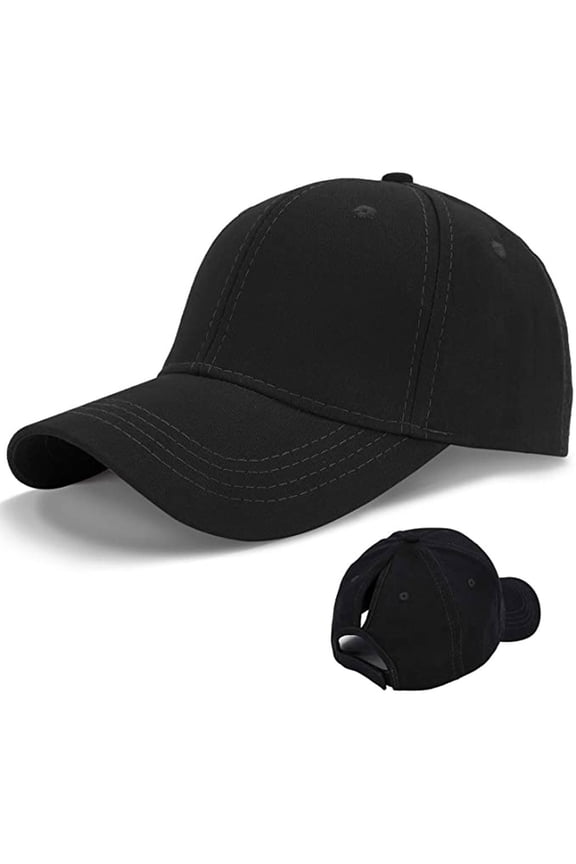 Black Baseball Cap Adjustable Size Polyester Structured Mesh Baseball Cap Adjustable Classic Mens Hat One Size