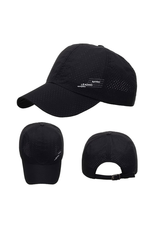 Black Breathable Mesh Cap Classic Structured Baseball Cap Polyester Classic Adjustable Size for All Seasons One Size