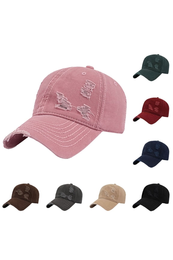 Black Distressed Cap Baseball Cap Polyester Breathable Tucker Hat Laser Cut Air Mesh-Back Cooling Golf Hat One Size