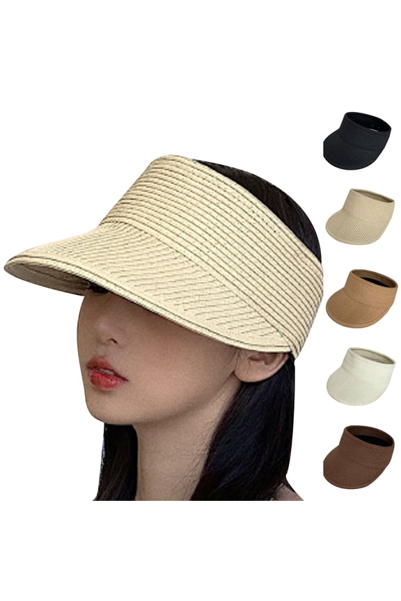 Black Sports Visor Women's Sun Visor Sun Hat Polyester Sports Visor Hat Visor Adjustable Cap for Women and Men One Size
