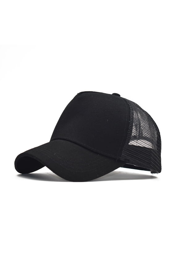 Black Trucker Cap Men Quick Dry Baseball Cap Cotton Blends Classic Adjustable Size for All Seasons One Size