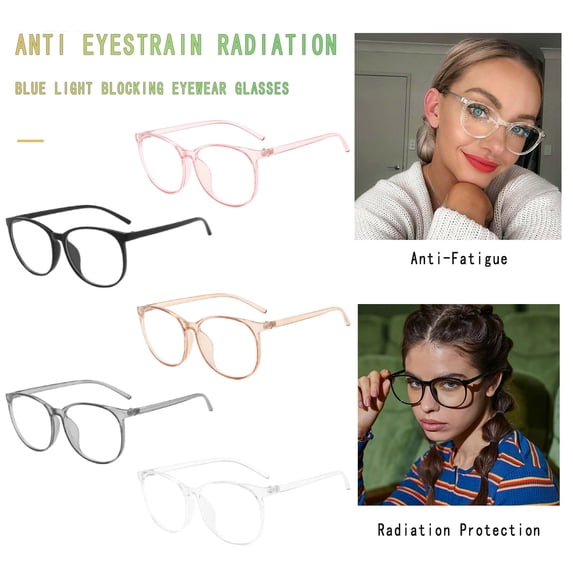 Only Moment Blue Light Glasses for Women Pc Vintage Thick Round Rim Frame Eyeglasses Black One Size