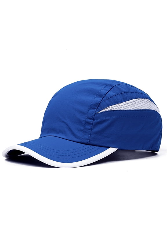 Blue Structured Mesh Baseball Cap Nylon,Spandex Adjustable Washer Friendly Sport Hats for Golf Running One Size