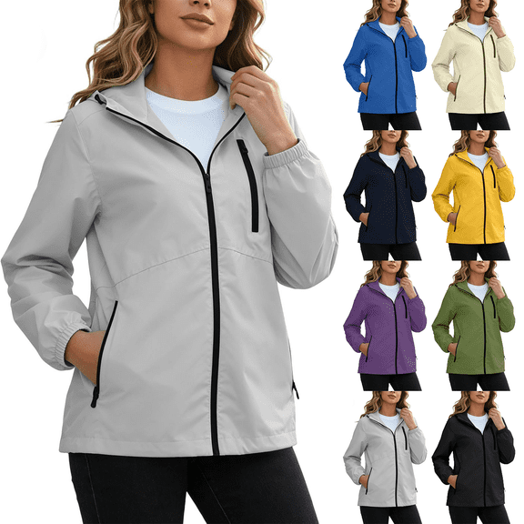 Only Moment Blue Women Casual Jacket Outdoor Hiking Windproof Jacket Crew Neck Buttery Soft Lightweight Fall Coat XL