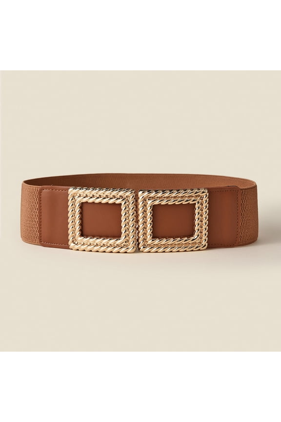 Brown Women Leather Belt Cotton Casual Waist Belt Fashion Ladies Belt for Jeans Pants Dress One Size