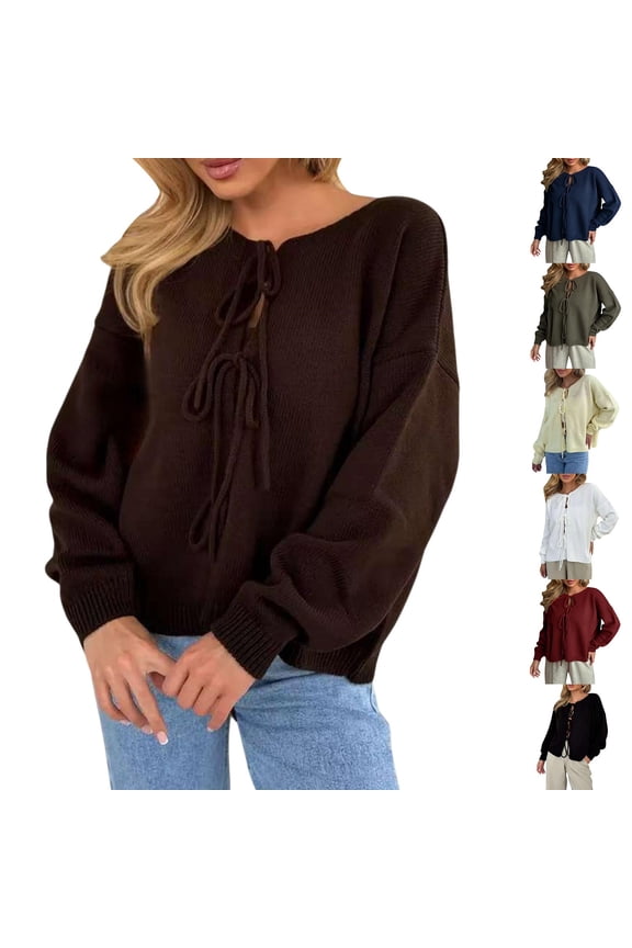 Coffee Women's Softshell Jacket Cardigan Sweaters Crew Neck Oversized Long Sleeve Cropped Coat Streetwear S
