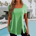 thumbnail image 1 of Only Moment Crew Neck Tee Polyurethane fiber Square Collar Women's Short Sleeve Tops 2026 Spring Summer Trendy Green,XXXL, 1 of 5
