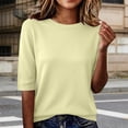 thumbnail image 1 of Only Moment Crewneck Threadcloth Summer Clothes 2027 Casual Spring Tops Yellow,L, 1 of 9
