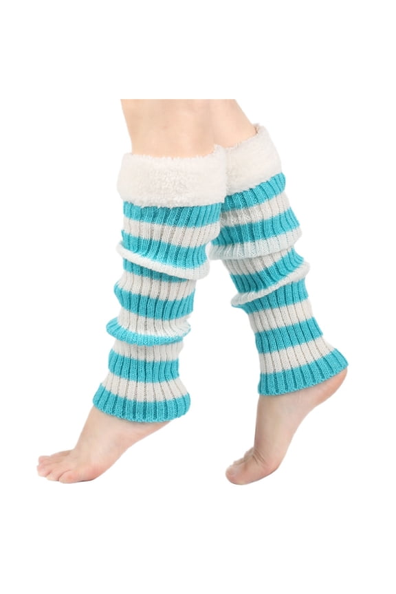 Crochet Knitted Leg Warmer Knit for Women Lace Top Winter Warm Boot Cuffs Topper Socks Short Leg Warmers Sky Blue One Size
