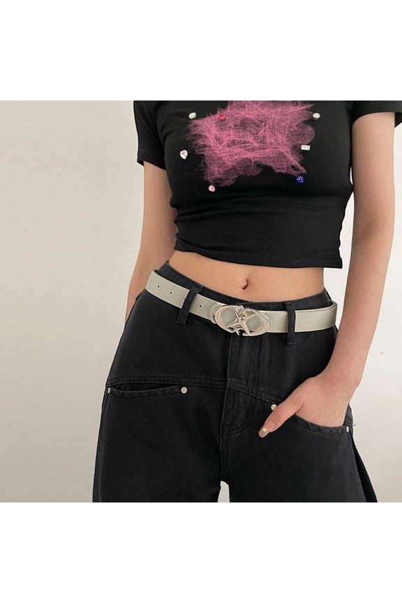 Elastic Belts for Women Star Buckle Aluminum Alloy for Dresses Retro Ladies Waist Vintage Thin Belt White,One Size
