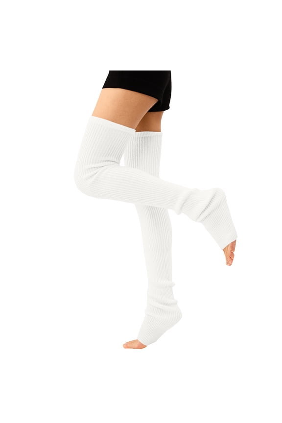 Extra Long Socks knit Extra Long Cotton Knit Warm Thick Tall Long Boot Stockings Leg Warmers White,A