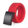 thumbnail image 1 of Only Moment F Women Leather Belt Canvas with Invisible Flat Buckle Stretch Web Strap Belt for Jeans Pants Dresses One Size, 1 of 3