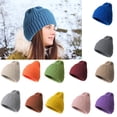 thumbnail image 1 of Only Moment Fleece Lined Beanie Blue cotton Slouchy Beanies for Women Knit Warm Winter Hats for Women Thick for Cold Weather One Size, 1 of 4