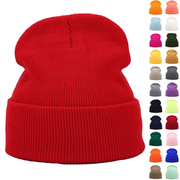 Only Moment Fleece Lined Beanie Dark Gray knit Thermal Knitted Winter Hat for Large Heads Hiking Running Cap Wrap for Cold Weather A